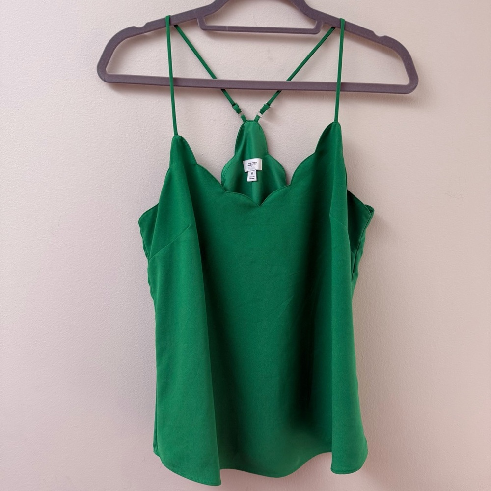 J. Crew Scallop Trim Racerback Cami Blouse - Picture 2 of 9